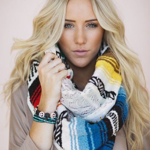 Three Bird Nest / Orange, Fushia, Blue & Black Lace Sarape Infinity - Picture 14 of 14